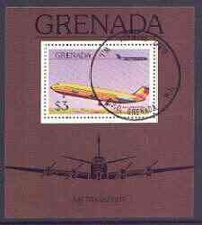 Grenada 1976 Airplanes $3 perf m/sheet (BAC 1-11) fine cto used SG MS 824, stamps on aviation, stamps on bac