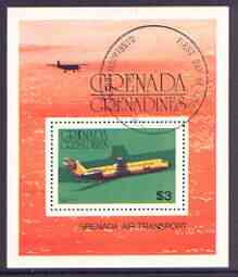 Grenada - Grenadines 1976 Airplanes $3 perf m/sheet (BAC 1-11) fine cto used, SG MS 190, stamps on aviation, stamps on bac