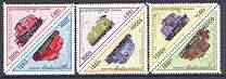 Cambodia 1998 Locomotives complete triangular set of 6 unmounted mint, SG 1740-45, stamps on , stamps on  stamps on railways, stamps on  stamps on triangulars