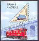 Cambodia 1998 Locomotives (triangular) perf m/sheet unmounted mint, SG MS 1746, stamps on railways, stamps on triangulars