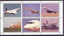 Sakhalin Isle 2002 Concorde perf sheetlet #02 containing set of 6 values unmounted mint, stamps on , stamps on  stamps on aviation, stamps on  stamps on concorde