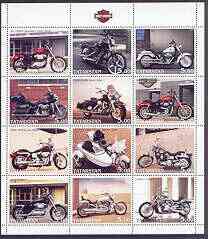 Tatarstan Republic 2002 Harley Davidson Motorcycles perf sheetlet containing set of 12 values unmounted mint, stamps on motorbikes