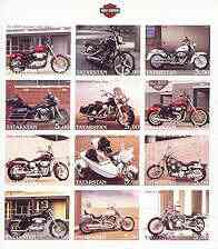 Tatarstan Republic 2002 Harley Davidson Motorcycles imperf sheetlet containing set of 12 values unmounted mint, stamps on , stamps on  stamps on motorbikes