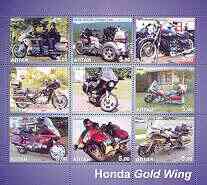 Altaj Republic 2002 Honda Gold Wing Motorcycles perf sheetlet containing set of 9 values unmounted mint, stamps on , stamps on  stamps on motorbikes