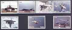 Touva 2001 Modern Jets perf set of 7 values complete unmounted mint, stamps on , stamps on  stamps on aviation, stamps on  stamps on 