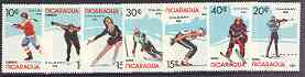 Nicaragua 1987 Winter Olympics perf set of 7 unmounted mint, SG 2826-32, stamps on olympics, stamps on ice hockey, stamps on sport, stamps on skating, stamps on skiing, stamps on rifles