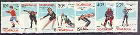 Nicaragua 1987 Winter Olympics perf set of 7 unmounted mint, SG 2826-32, stamps on , stamps on  stamps on olympics, stamps on  stamps on ice hockey, stamps on  stamps on sport, stamps on  stamps on skating, stamps on  stamps on skiing, stamps on  stamps on rifles