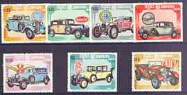 Kampuchea 1984 Cars complete perf set of 7 unmounted mint, SG 556-62, stamps on , stamps on  stamps on cars, stamps on  stamps on mercedes, stamps on  stamps on benz, stamps on  stamps on bugatti, stamps on  stamps on alfa romeo, stamps on  stamps on rolls royce, stamps on  stamps on 