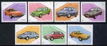 Laos 1987 Cars complete perf set of 7 unmounted mint, SG 996-1002, stamps on , stamps on  stamps on cars, stamps on  stamps on volvo, stamps on  stamps on alfa romeo, stamps on  stamps on ford, stamps on  stamps on citroen, stamps on  stamps on renault