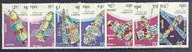 Cambodia 1990 Spacecraft perf set of 7 unmounted mint, SG 1088-94, stamps on space, stamps on mir, stamps on soyuz, stamps on vostok, stamps on 