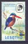 Lesotho 1986-88 Malachite Kingfisher Provisional 35s on 25s (1981 issue) unmounted mint with small s variety, SG 720bb, stamps on lesotho, stamps on birds, stamps on kingfisher