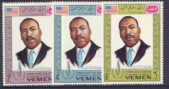 Yemen - Royalist 1968 Human Rights Year the three perf values showing Martin Luther King unmounted mint (Mi 542, 546 & 550A)*, stamps on , stamps on  stamps on human rights, stamps on personalities, stamps on martin luther king