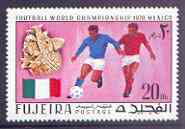 Fujeira 1970 World Cup Football 20Dh Italy from perf set of 6 unmounted mint, Mi 545A, stamps on football, stamps on flags, stamps on sport