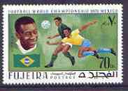 Fujeira 1970 World Cup Football 70Dh Pele from perf set of 6 unmounted mint, Mi 546A, stamps on football, stamps on flags, stamps on sport