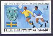 Fujeira 1970 World Cup Football 1R Sweden from imperf set of 6 unmounted mint, Mi 547B, stamps on football, stamps on flags, stamps on masks, stamps on sport