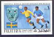 Fujeira 1970 World Cup Football 1R Sweden from imperf set of 6 unmounted mint, Mi 547B, stamps on , stamps on  stamps on football, stamps on  stamps on flags, stamps on  stamps on masks, stamps on  stamps on sport