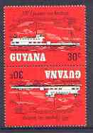 Guyana 1983 Riverboats 30c Kurupukari tete-beche pair unmounted mint, SG 1127a, stamps on ships