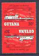 Guyana 1983 Riverboats 30c Kurupukari tete-beche pair unmounted mint, SG 1127a, stamps on , stamps on  stamps on ships