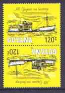 Guyana 1983 Riverboats 120c Powis tete-beche pair unmounted mint, SG 1129a, stamps on ships