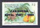 St Vincent - Grenadines 1985 Mango Fruit $2 (as SG 401) with Royal Visit opt doubled, unmounted mint, stamps on , stamps on  stamps on food, stamps on  stamps on royalty, stamps on  stamps on trees, stamps on  stamps on royal visit, stamps on  stamps on fruit