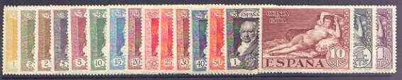 Spain 1930 Death Centenary of Goya postage set of 17 values unmounted mint, SG 553-69, stamps on arts, stamps on goya, stamps on nudes