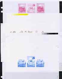 North Korea 1994 Chinese New Year - Year of the Dog sheetlet #4 containing 1wn and 2 x 40ch values, the set of 5 imperf progressive proofs comprising the 5 individual colours (magenta, yellow, blue, black & gold) unmounted mint as SG N3361 & 3363, stamps on animals, stamps on dogs, stamps on pointer, stamps on  gsd , stamps on pomeranian, stamps on lunar, stamps on lunar new year