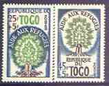 Togo 1960 World Refugee Year set of 2 unmounted mint, SG 251-52*, stamps on , stamps on  stamps on trees, stamps on  stamps on refugees