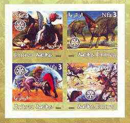 Eritrea 2002 Dinosaurs #02 imperf sheetlet containing set of 4 values with Rotary Logo unmounted mint, stamps on dinosaurs, stamps on rotary