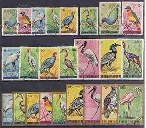 Burundi 1965 Birds definitive set complete 24 values fine cto used, SG 127-50, stamps on , stamps on  stamps on birds, stamps on  stamps on stork, stamps on  stamps on hornbill, stamps on  stamps on flango, stamps on  stamps on eagles, stamps on  stamps on cranes, stamps on  stamps on birds of prey, stamps on  stamps on bee eater, stamps on  stamps on 