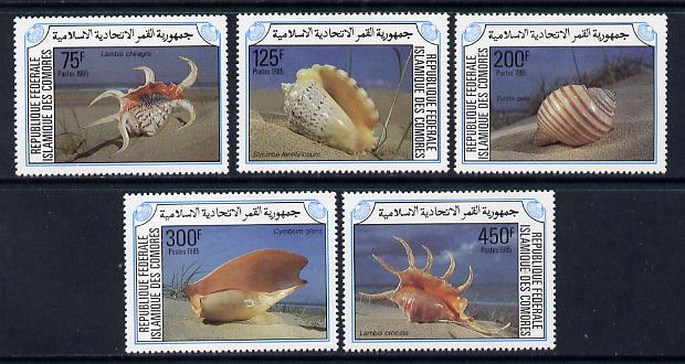 Comoro Islands 1985 Shells  set of 5 unmounted mint SG 566-70, stamps on , stamps on  stamps on marine-life     shells