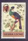 Sierra Leone 1983 Great Blue Turaco 30c (with 1983 imprint) unmounted mint SG 768, stamps on , stamps on  stamps on birds