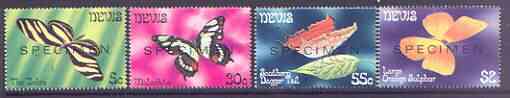 Nevis 1982 Butterflies (1st series) perf set of 4 opt'd SPECIMEN, as SG 81-84 unmounted mint, stamps on butterflies