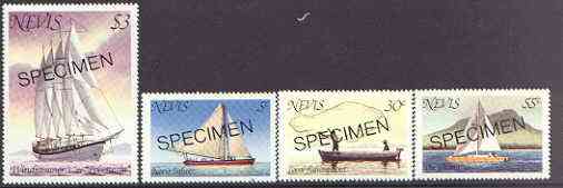 Nevis 1980 Boats perf set of 4 optd SPECIMEN, as SG 51-54 unmounted mint, stamps on ships