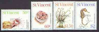 St Vincent 1983 Marine Life perf set of 4 optd SPECIMEN unmounted mint, as SG 710-13, stamps on marine life, stamps on seahorses