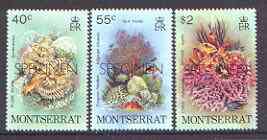 Montserrat 1979 Marine Life perf set of 3 optd SPECIMEN, as SG 453-55 unmounted mint, stamps on marine life, stamps on coral