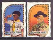 Montserrat 1982 75th Anniversary of Scouting set of 2 opt'd SPECIMEN, as SG 545-46 unmounted mint, stamps on scouts