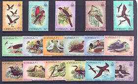 Kiribati 1982 Birds definitive set of 17 values opt'd SPECIMEN unmounted mint, as SG 163-78 (ex 175a), stamps on birds, stamps on skua, stamps on mallard, stamps on petrel, stamps on booby, stamps on dove, stamps on warbler, stamps on plover, stamps on heron, stamps on noddy, stamps on curlew, stamps on lory, stamps on frigate