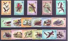 Kiribati 1982 Birds definitive set of 17 values opt'd SPECIMEN unmounted mint, as SG 163-78 (ex 175a), stamps on , stamps on  stamps on birds, stamps on  stamps on skua, stamps on  stamps on mallard, stamps on  stamps on petrel, stamps on  stamps on booby, stamps on  stamps on dove, stamps on  stamps on warbler, stamps on  stamps on plover, stamps on  stamps on heron, stamps on  stamps on noddy, stamps on  stamps on curlew, stamps on  stamps on lory, stamps on  stamps on frigate