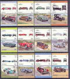 Tuvalu 1987 Cars #5 (Leaders of the World) set of 24 unmounted mint, SG 446-69, stamps on , stamps on  stamps on cars, stamps on  stamps on talbot, stamps on  stamps on riley, stamps on  stamps on ferrari, stamps on  stamps on chevrolet, stamps on  stamps on mustang, stamps on  stamps on sunbeam, stamps on  stamps on  matra, stamps on  stamps on plymouth