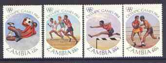 Zambia 1984 Los Angeles Olympic Games perf set of 4 unmounted mint, SG 408-11, stamps on olympics, stamps on sport, stamps on football, stamps on running, stamps on hurdling, stamps on boxing