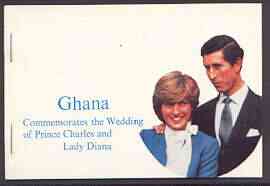 Ghana 1981 Royal Wedding 14c booklet containing imperf pane, as SG SB8, stamps on royalty, stamps on charles, stamps on diana, stamps on ships, stamps on maps