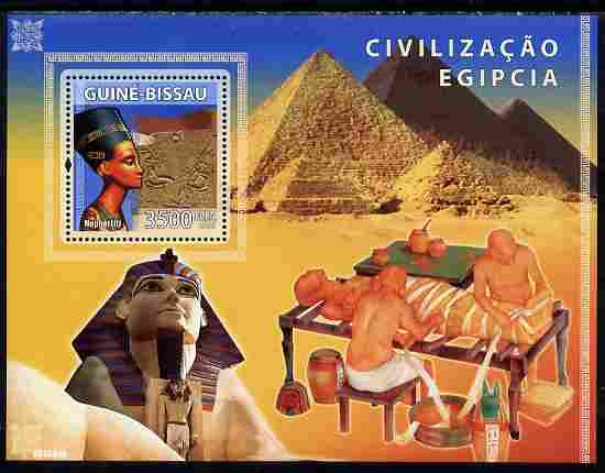 Guinea - Bissau 2008 Egyptology perf souvenir sheet unmounted mint Michel BL 673, stamps on egyptology, stamps on pyramids, stamps on horses