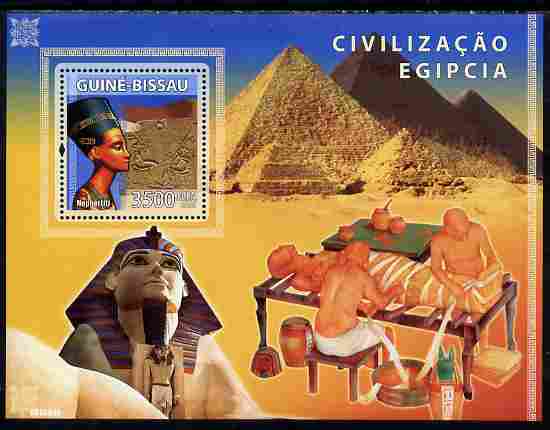 Guinea - Bissau 2008 Egyptology perf souvenir sheet unmounted mint Michel BL 673, stamps on , stamps on  stamps on egyptology, stamps on  stamps on pyramids, stamps on  stamps on horses