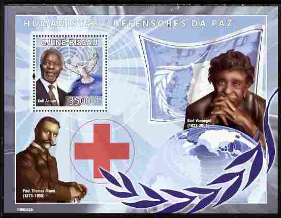 Guinea - Bissau 2008 Humanitarians perf souvenir sheet unmounted mint Michel BL 674, stamps on personalities, stamps on human rights, stamps on red cross