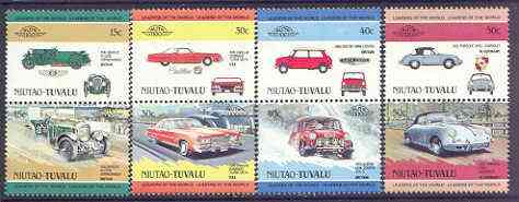 Tuvalu - Niutao 1984 Cars #1 (Leaders of the World) set of 8 unmounted mint, stamps on , stamps on  stamps on cars, stamps on  stamps on austin, stamps on  stamps on mini, stamps on  stamps on bentley, stamps on  stamps on cadillac, stamps on  stamps on porsche