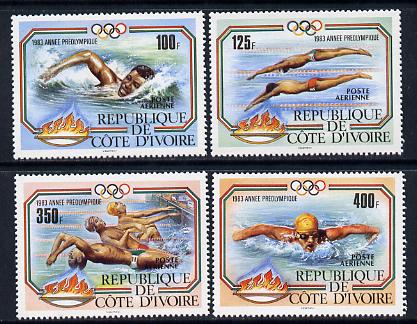 Ivory Coast 1983 Pre Olympics (Swimming) set of 4 unmounted mint SG 774-7, stamps on , stamps on  stamps on sport   swimming    olympics