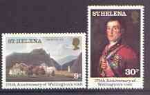 St Helena 1980 75th Anniversary of Wellington's Visit perf set of 2 unmounted mint, SG 367-68, stamps on , stamps on  stamps on personalities, stamps on  stamps on napoleon, stamps on  stamps on militaria