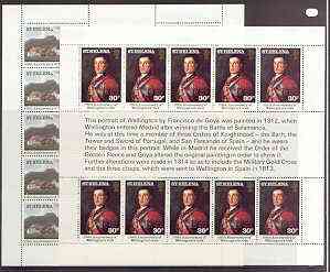 St Helena 1980 75th Anniversary of Wellington's Visit perf set of 2 each in sheetlets of 10 with text unmounted mint, SG 367-68, stamps on , stamps on  stamps on personalities, stamps on  stamps on napoleon, stamps on  stamps on militaria