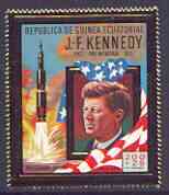 Equatorial Guinea 1973 10th Death Anniversary of John Kennedy 200p+20p perf in gold unmounted mint, Mi 306, stamps on kennedy
