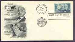 United States 1961 Birth Centenary of Senator George W Norris (with Norris Dam) on illustrated cover with first day cancel, SG 1183, stamps on constitutions, stamps on irrigation, stamps on civil engineering, stamps on dams